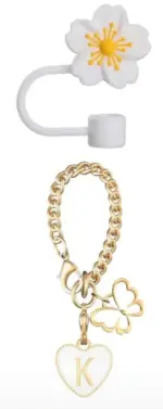 2pcs Cup Accessories Set for 30oz/40oz Cups/tumbler- letter K in white