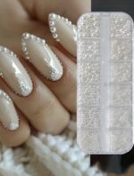12 Grids Round White Pearl Nail Beads Nail Art Jewelry - Image 5