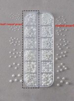 12 Grids Round White Pearl Nail Beads Nail Art Jewelry - Image 3