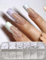 12 Grids Round White Pearl Nail Beads Nail Art Jewelry - Image 4
